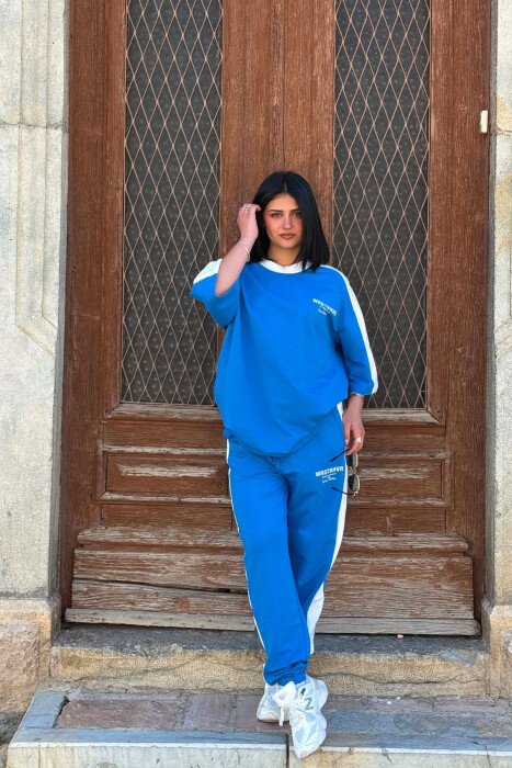 WRITTINGS T-SHIRT + JOGGERS WOMEN SET LIGHTBLUE/BZ - 1