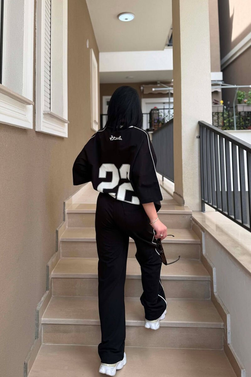 WRITTINGS T-SHIRT + SWEATPANTS WOMAN SET BLACK/ E ZEZE - 4