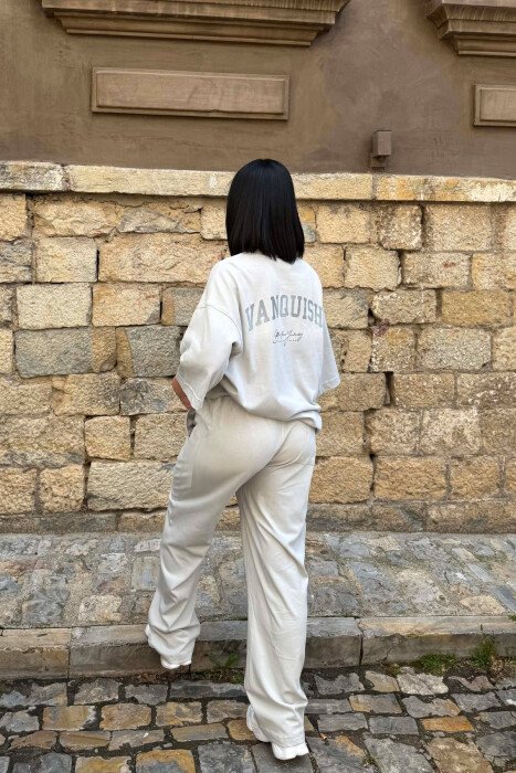 WRITTINGS T-SHIRT + SWEATPANTS WOMAN SET GREY/GRI - 4