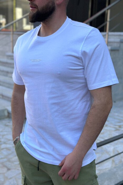 WRRITINGS ONE COLOR MEN T-SHIRT WHITE-E BARDHE - KLAUDIO FASHION