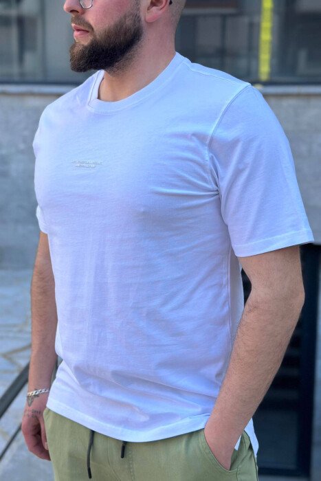WRRITINGS ONE COLOR MEN T-SHIRT WHITE-E BARDHE - 3