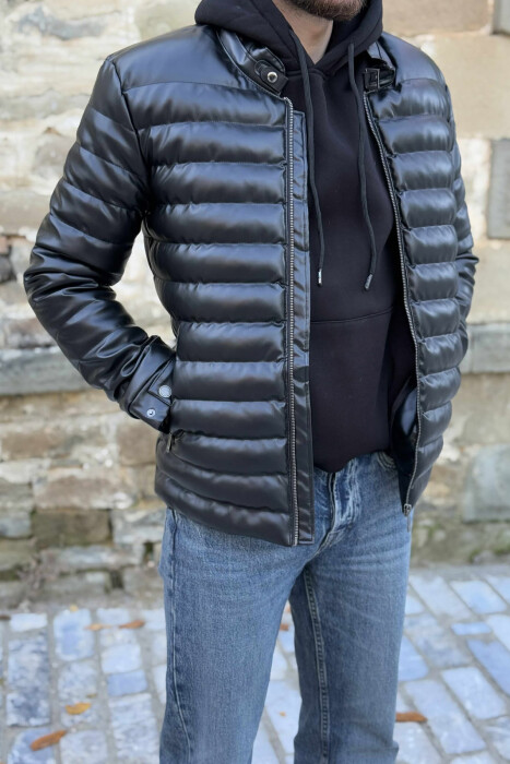 XHAKETË E THJESHTË LËKURE PËR MESHKUJ NË NGJYRË TË ZEZË - 2