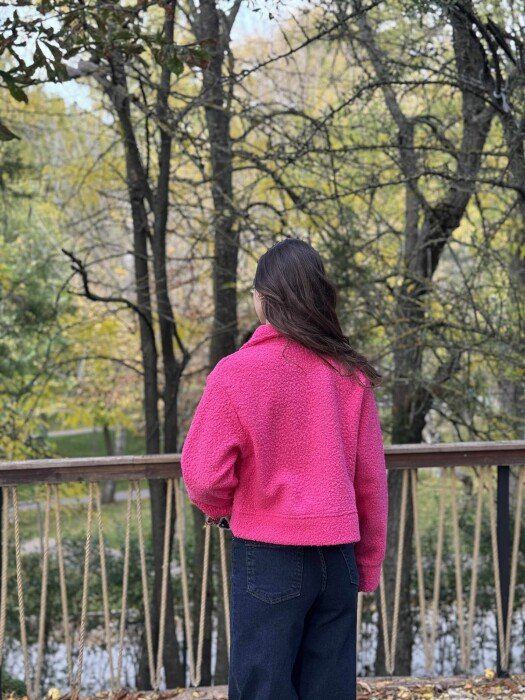 XHAKETË E THJESHTË NJË NGJYRËSHE ME PUSH PËR FEMRA NË NGJYRË CIKLAMI - 4