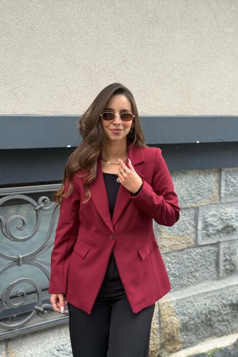 XHAKETE KLASIKE E THJESHTE NJE NGJYRESHE PER FEMRA NE NGJYRE VISHNJE - KLAUDIO FASHION