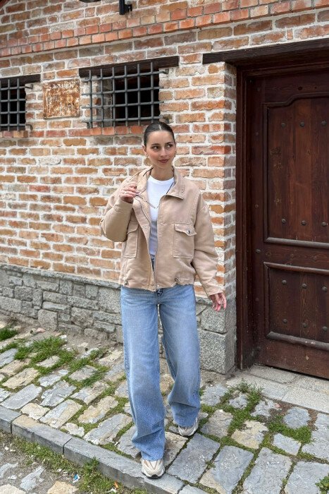 XHAKETE ME BUTONA DHE ZINXHIR PER FEMRA NE NGJYRE BEZHE - 3