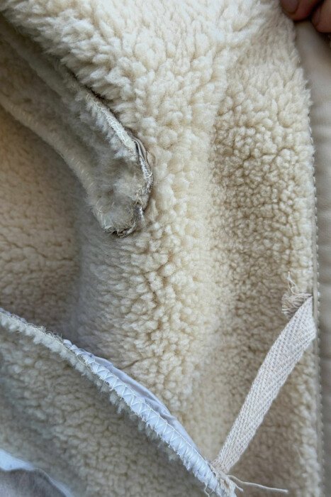 BELTED MEN JACKET WITH ZIPPERS CREAM/KREM - 5