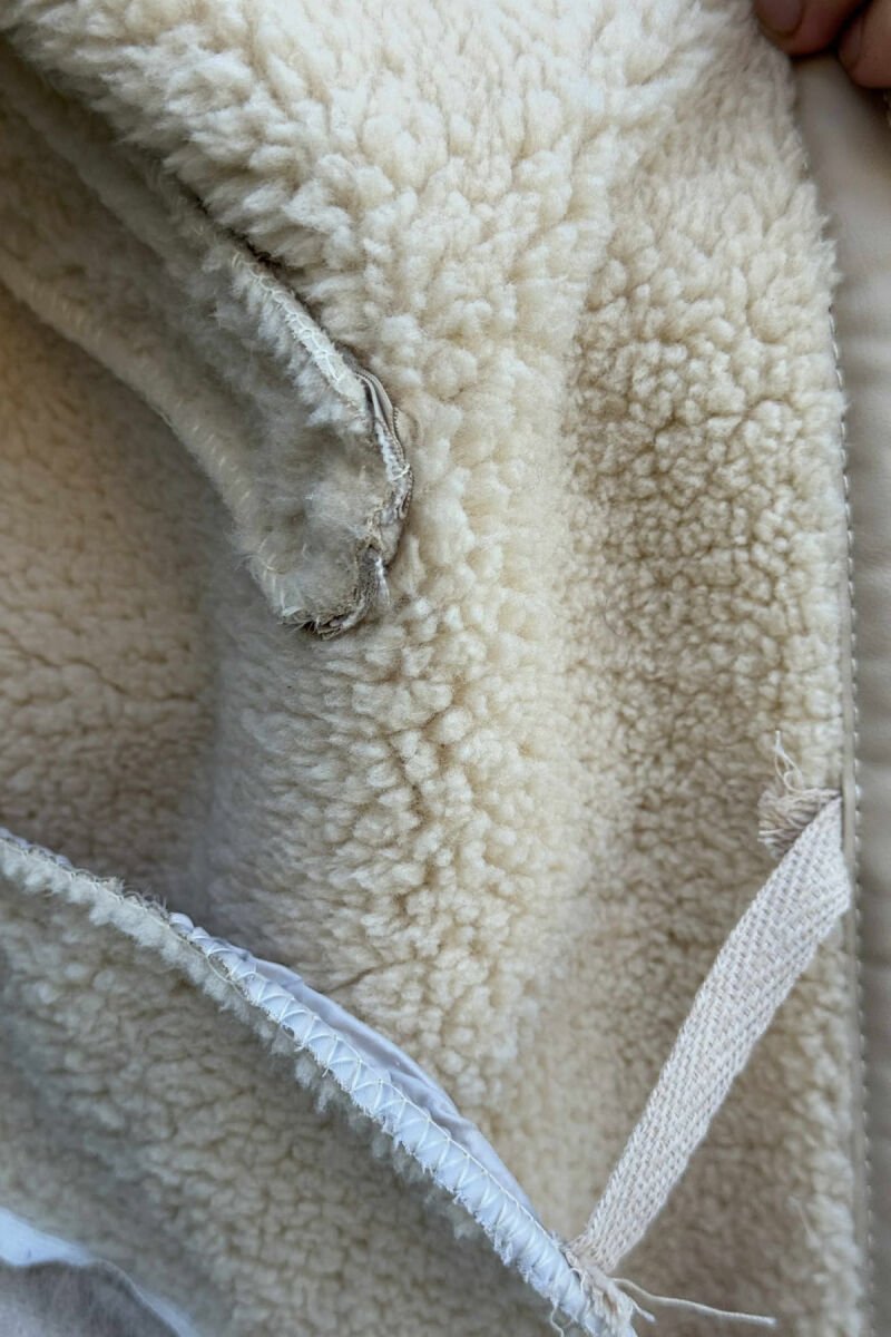 BELTED MEN JACKET WITH ZIPPERS CREAM/KREM - 5