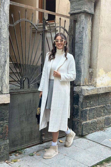 XHAKETË ME RRIP NJË NGJYRËSHE PËR FEMRA NË NGJYRËN E BARDHË - KLAUDIO FASHION