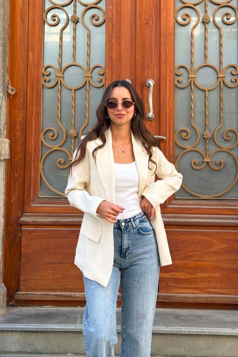 XHAKETË NJË NGJYRËSHE E THJESHTË PËR FEMRA NË NGJYRËN KREM - 5