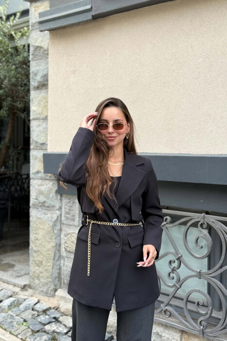 XHAKETE NJE NGJYRESHE ME DETAJ ZINXHIRI PER FEMRA NE NGJYRE TE ZEZE - KLAUDIO FASHION