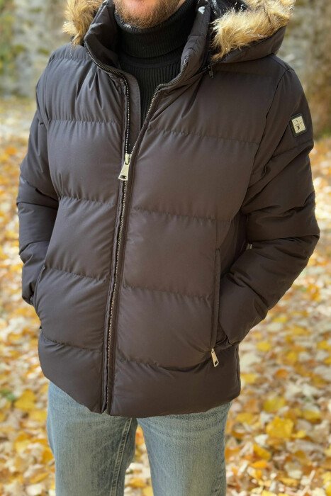 HOODED ONE COLOR MEN PUFFER JACKET BLACK/ E ZEZE 