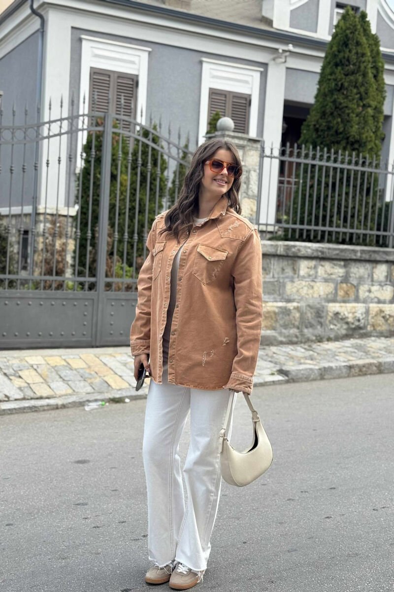 XHAKETË NJË NGJYRËSHE XHINS ME GËRVISHTJE PËR FEMRA NË NGJYRË TULLE - 1