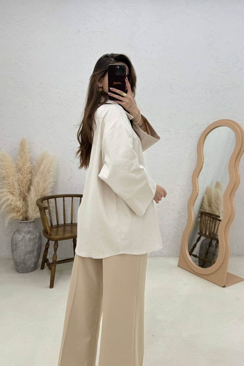 XHAKETË OVERSIZED PËR FEMRA NË NGJYRËN KREM - 2