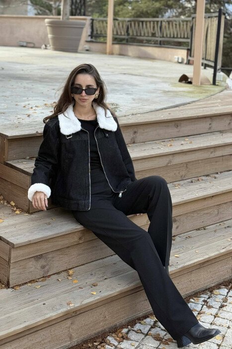 XHAKETË XHINS ME PUSH PËR FEMRA NË NGJYRË TË ZEZË - KLAUDIO FASHION