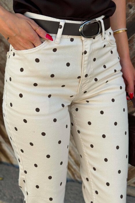 XHINSE ME RRIP ME DETAJE POLKA DOTS PER FEMRA NE NGJYRE KREM - 2