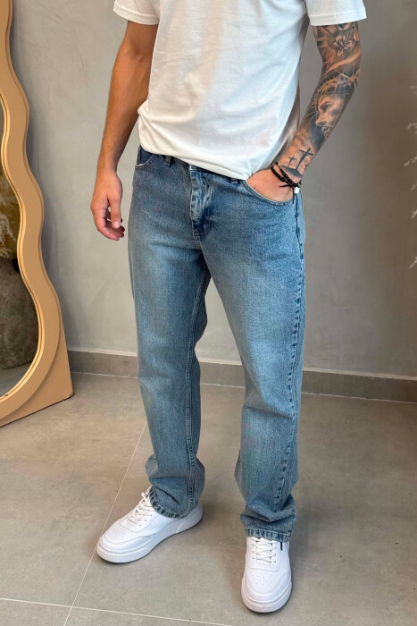 XHINSE NJE NGJYRESHE BAGGY PER MESHKUJ NE NGJYRE BLU TE ZBARDHUR - 2