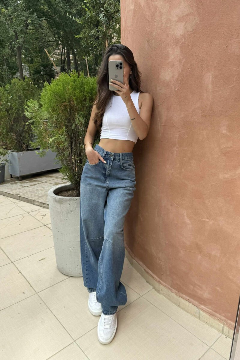 XHINSE STIL BOYFRIEND PËR FEMRA NË NGJYRËN BLU TË ZBARDHUR - 3