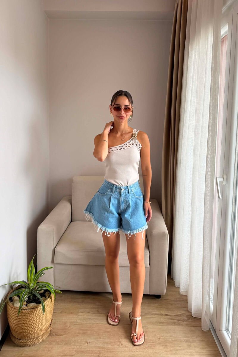 XHINSE TE SHKURTRA BAGGY PER FEMRA NE NGJYRE BLU - 2