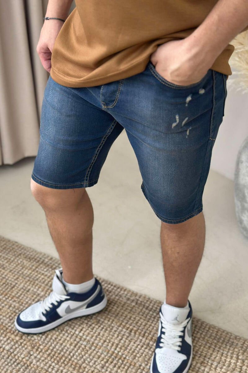 XHINSE TË SHKURTRA ME GËRVISHTJE PËR MESHKUJ NË NGJYRËN BLU E ERRËT - 3