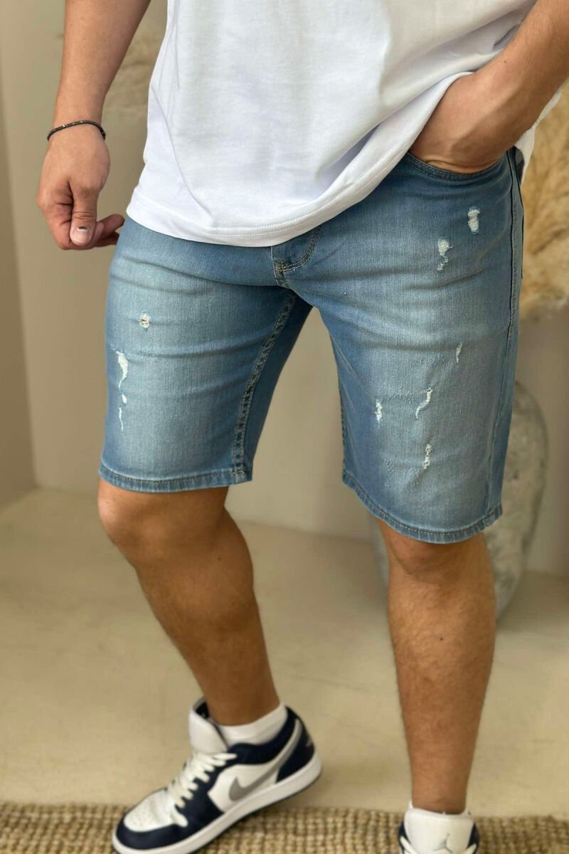XHINSE TË SHKURTRA ME GËRVISHTJE PËR MESHKUJ NË NGJYRËN BLU - 3