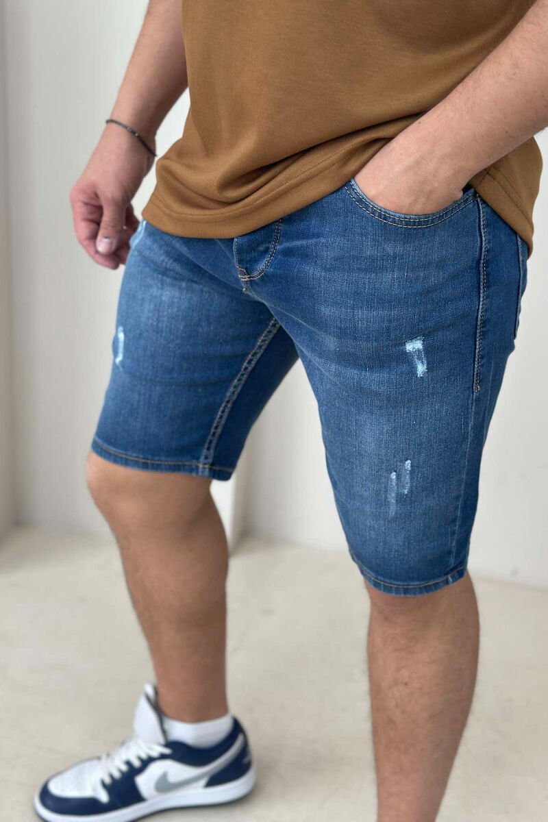 XHINSE TË SHKURTRA ME GËRVISHTJE PËR MESHKUJ NË NGJYRËN BLU - 2