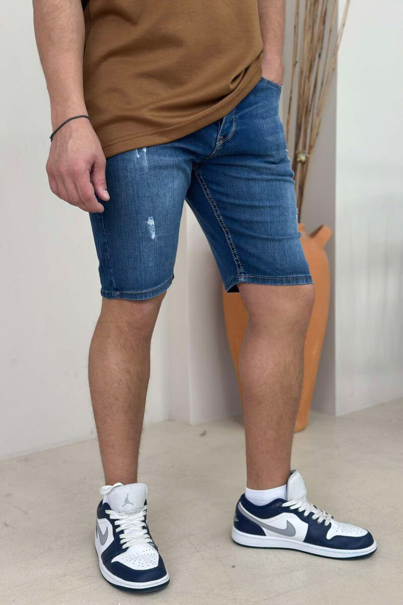 XHINSE TË SHKURTRA ME GËRVISHTJE PËR MESHKUJ NË NGJYRËN BLU - 3