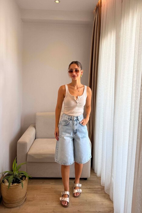 XHINSE TE SHKURTRA TE GRISURA PER FEMRA NE NGJYRE BLU TE ZBARDHUR - KLAUDIO FASHION