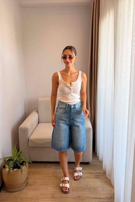XHINSE TE SHKURTRA TE THJESHTA PER FEMRA NE NGJYRE BLU TE ERRET - KLAUDIO FASHION