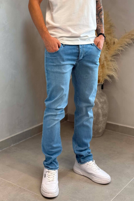 XHINSE TË THJESHTA NJË NGJYRËSHE PËR MESHKUJ NË NGJYRË BLU TË ZBARDHUR - 4