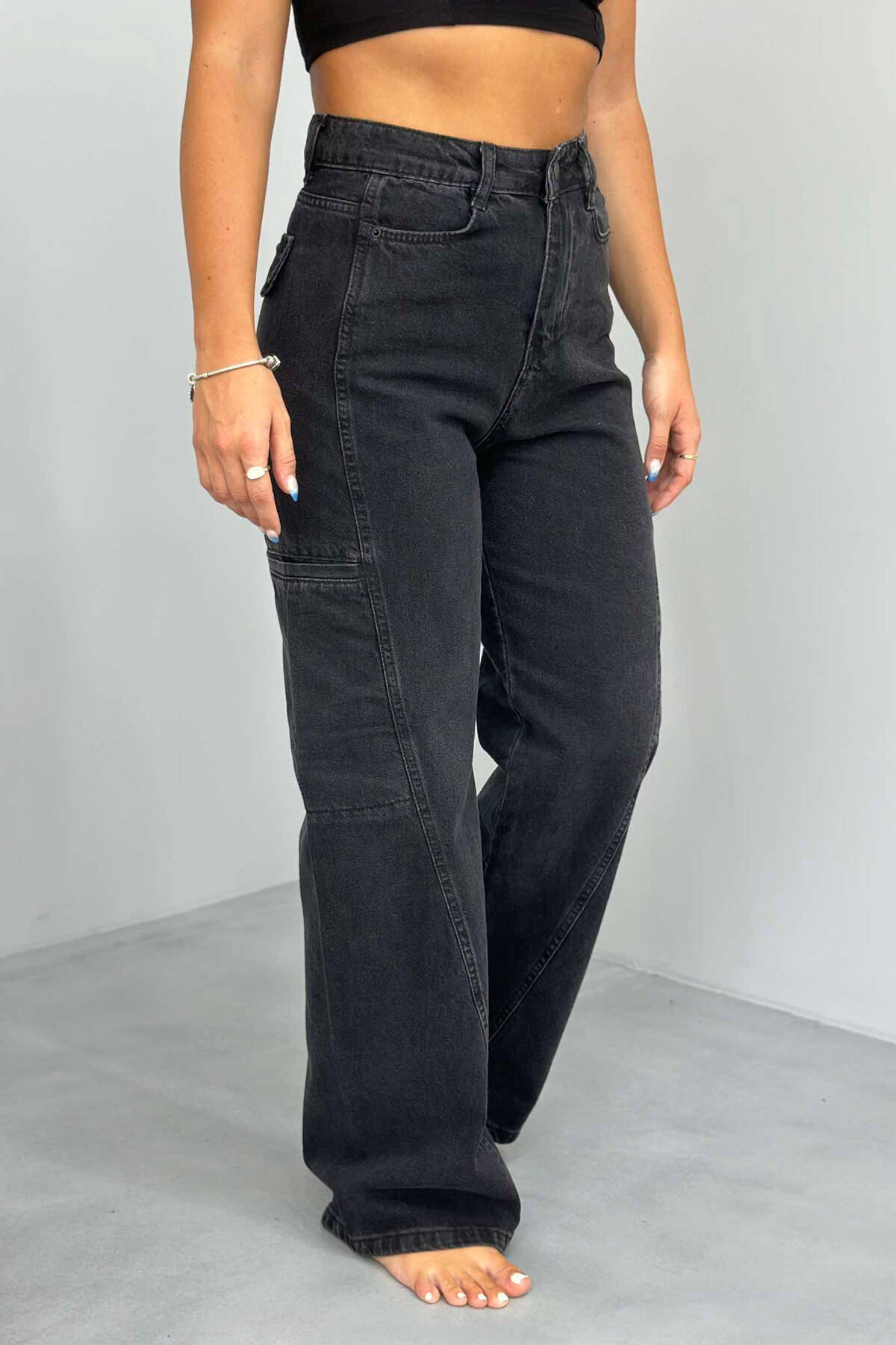 WIDE LEG SIMPLE WOMAN JEANS BLACK/ E ZEZE JEANS KLAUDIO FASHION YM