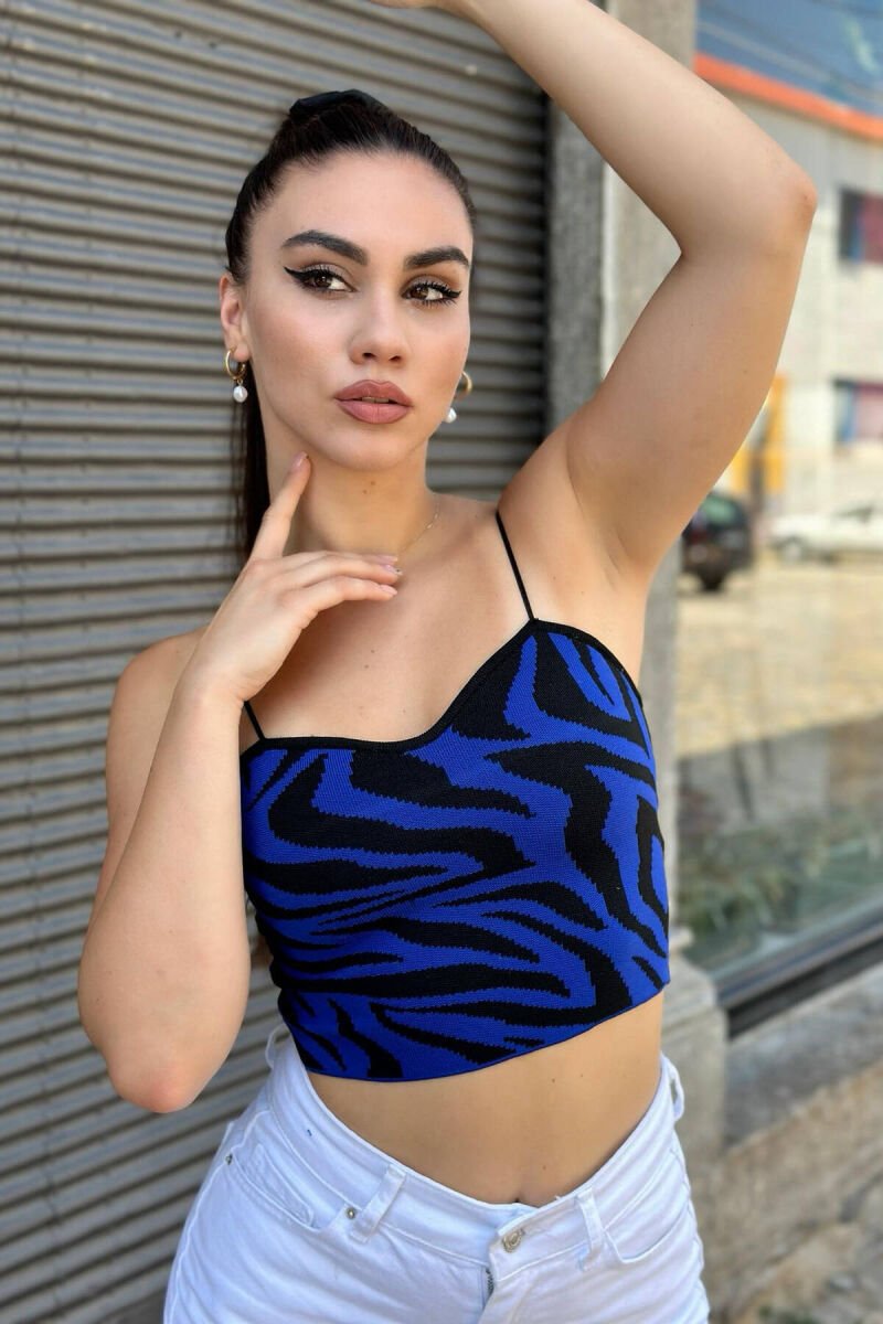 ZEBRA PATTERN WOMEN TANK TOP BLUE/BLU - 1