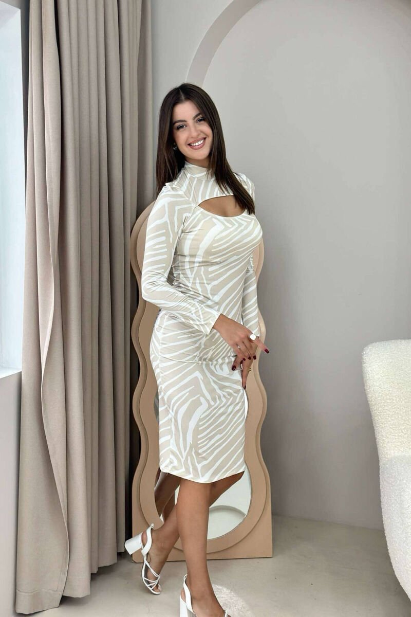 ZEBRA PRINT WOMEN DRESS WHITE-BEIGE/BABZH - 2