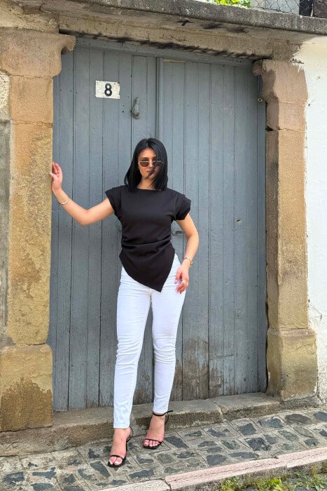 ZIPPER AND BUTTON DETAILS SKINNY WOMEN JEANS WHITE-E BARDHE - 5