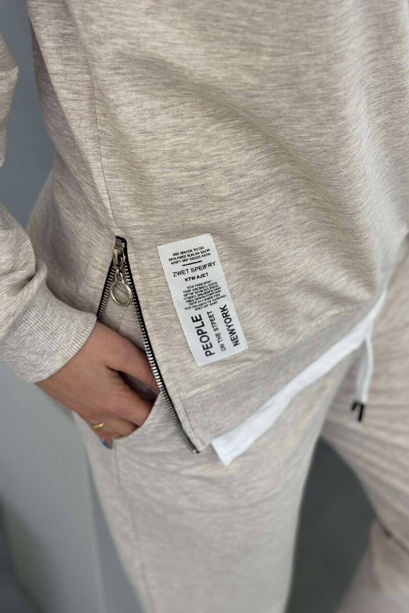 ZIPPER DETAIL SWEATSHIRT+JOGGERS WOMEN SET LIGHT BEIGE/BZHZB - 2