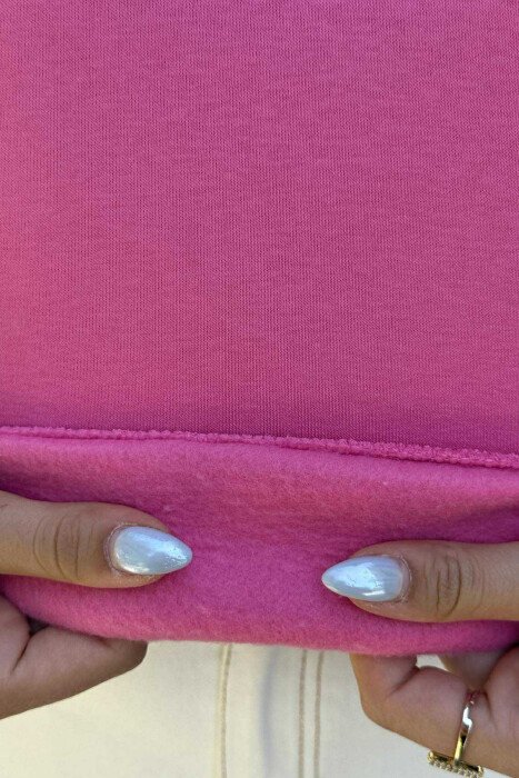 ZIPPER HIGH NECK WOMEN SWEATSHIRT PINK/ROZE - 5