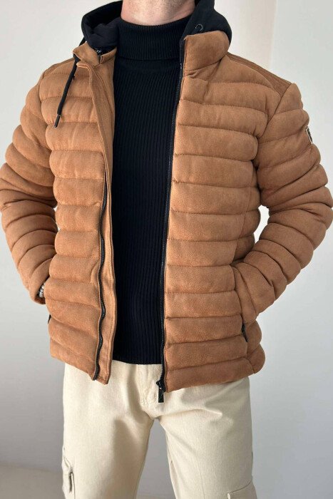 XHUP I THJESHTË ME KAPUC PËR MESHKUJ NË NGJYRËN KAFE - KLAUDIO FASHION