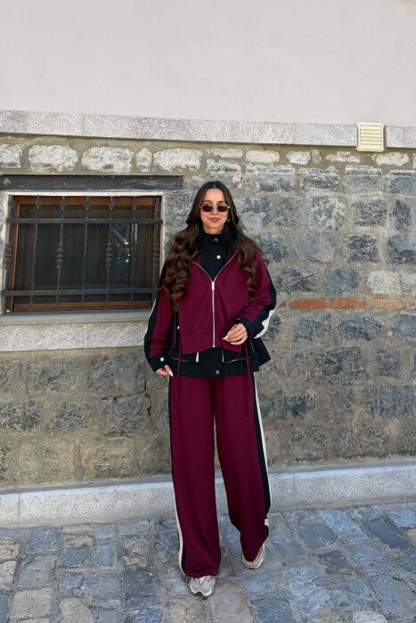 ZIPPER JACKET + SWEATPANTS WOMAN SET BURGUNDY/VISHNJE 