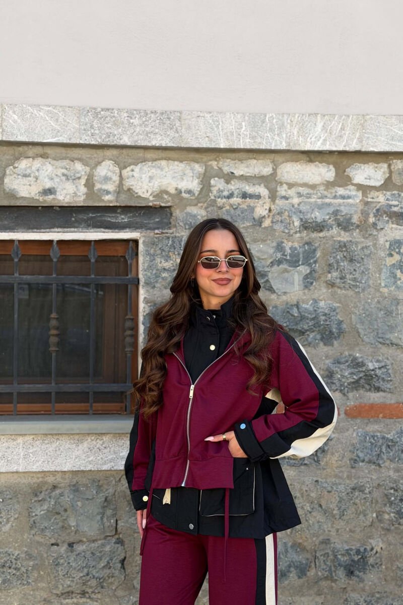 ZIPPER JACKET + SWEATPANTS WOMAN SET BURGUNDY/VISHNJE - 3