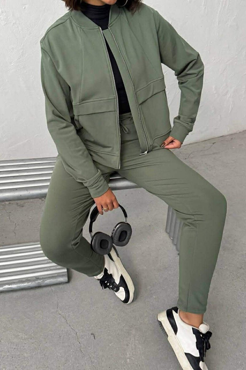 ZIPPER JACKET +SWEATPANTS WOMAN SET GREEN/JESHILE - 2