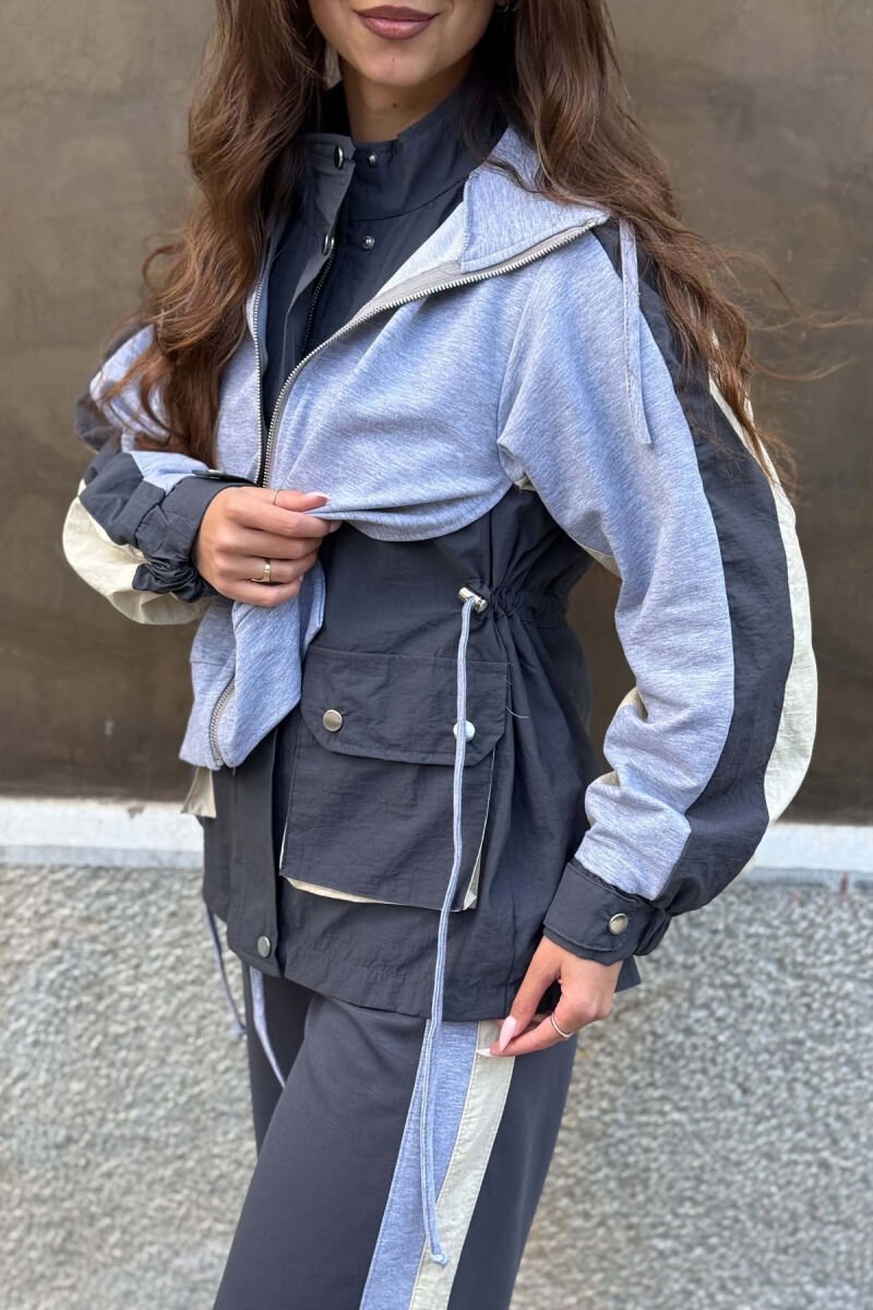 ZIPPER JACKET + SWEATPANTS WOMAN SET GREY/GRI - 3