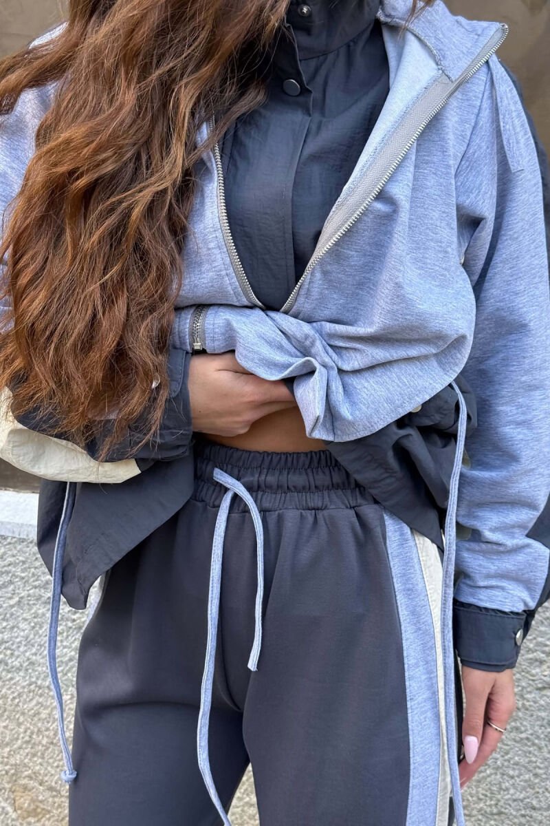 ZIPPER JACKET + SWEATPANTS WOMAN SET GREY/GRI - 6