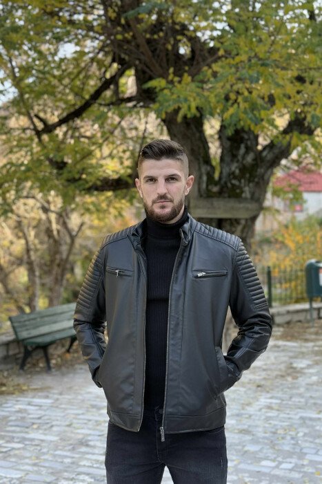 XHAKETË LËKURE ME ZINXHIR PËR MESHKUJ NË NGJYRË TË ZEZË - KLAUDIO FASHION