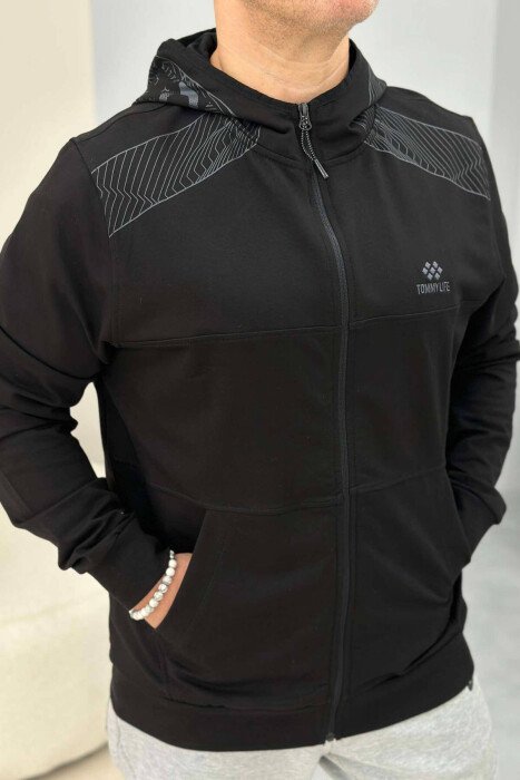 ZIPPER LIGHT ONE COLOR MEN JACKET BLACK/ E ZEZE - KLAUDIO FASHION