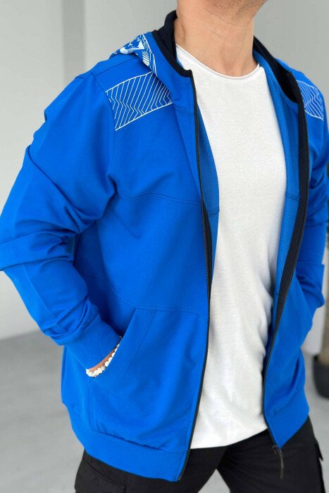 ZIPPER LIGHT ONE COLOR MEN JACKET BLUE/BLU - KLAUDIO FASHION