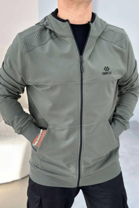 ZIPPER LIGHT ONE COLOR MEN JACKET OLIVE/ULLI - KLAUDIO FASHION