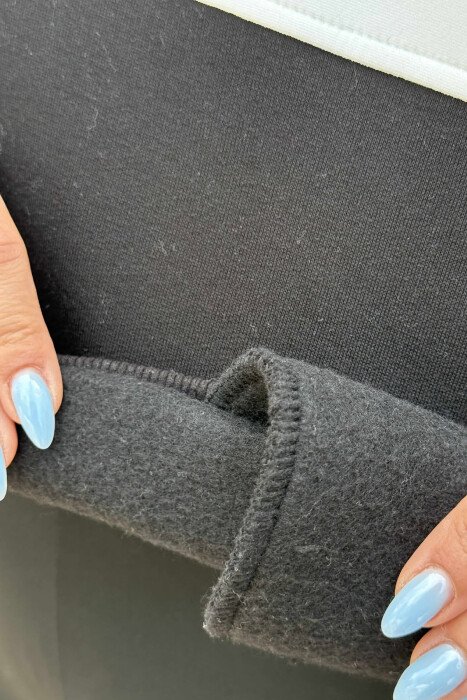 ZIPPER NECK FLUFFY FRONT WRITTINGS WOMEN SWEATSHIRT BLACK/ E ZEZE - 5
