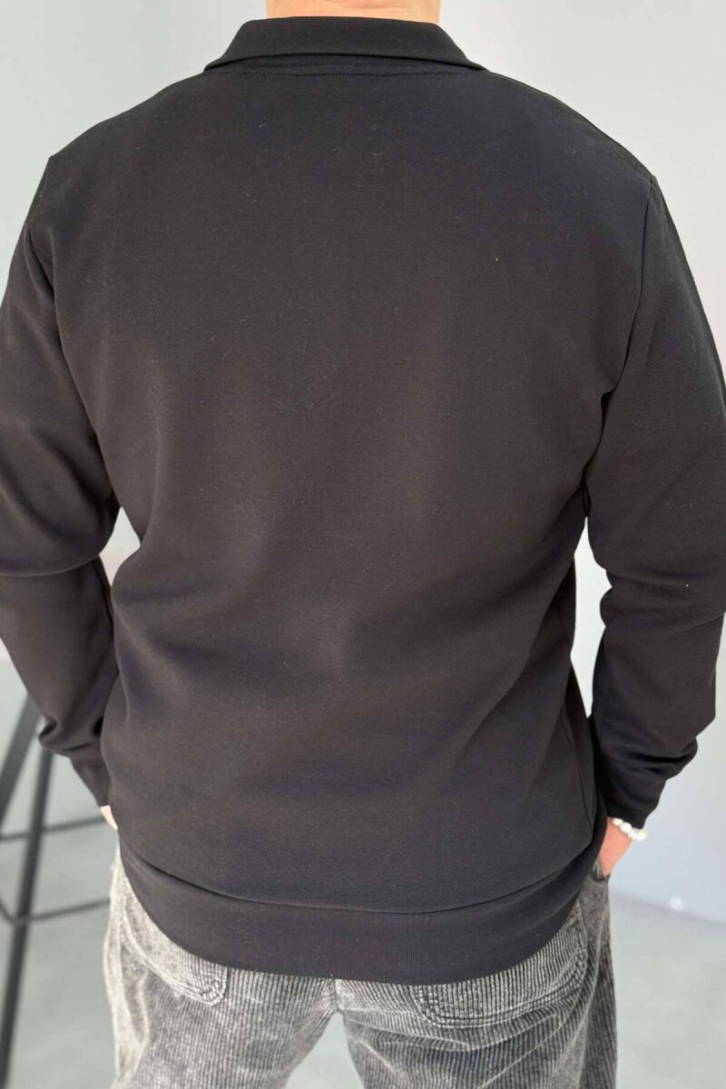 ZIPPER ONE COLOR MEN SWEATSHIRT BLACK/ E ZEZE - 2