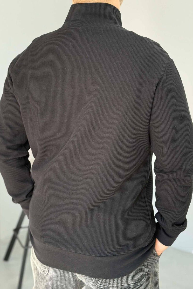 ZIPPER NECK ONE COLOR MEN SWEATSHIRT BLACK/ E ZEZE - 3