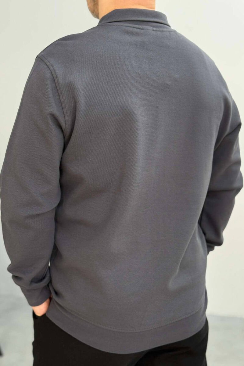ZIPPER ONE COLOR MEN SWEATSHIRT GREY/GRI - 3
