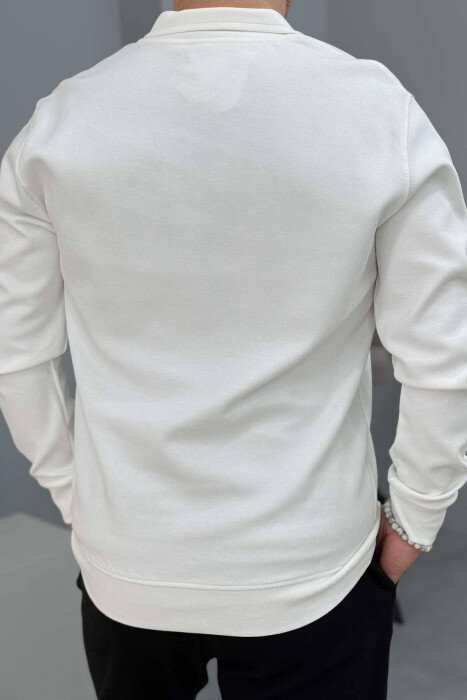 ZIPPER ONE COLOR MEN SWEATSHIRT WHITE-E BARDHE - 2